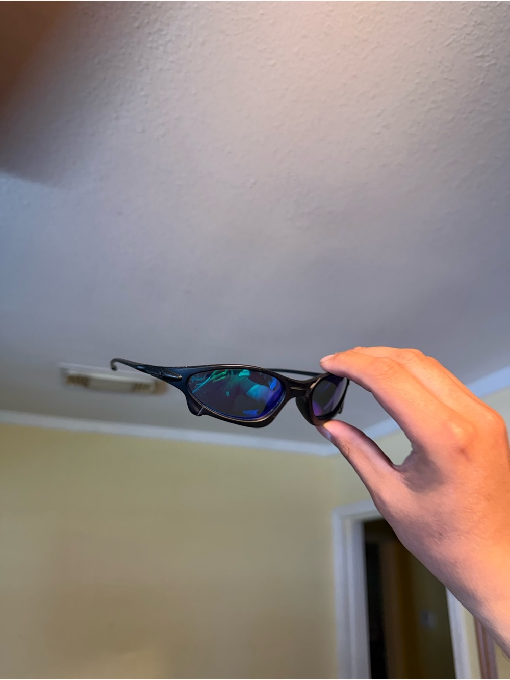 Black Sport Sunglasses with Blue-Green Mirrored Lenses Oakley Oakleys